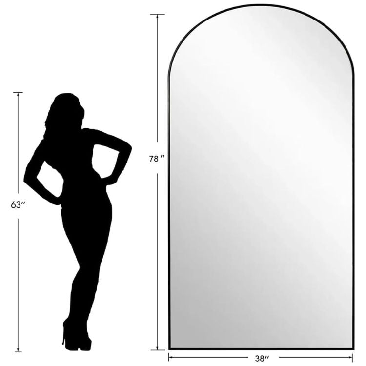 78"x38” Arched Full Length Floor Mirror with Stand