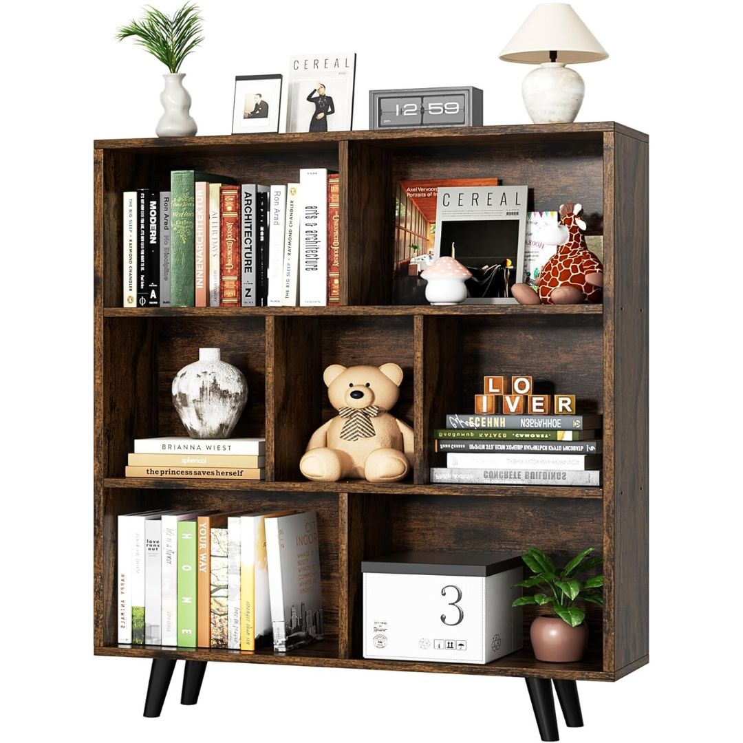 3-Tier Open Storage Organizer | 7 Cubes Bookshelf with Legs
