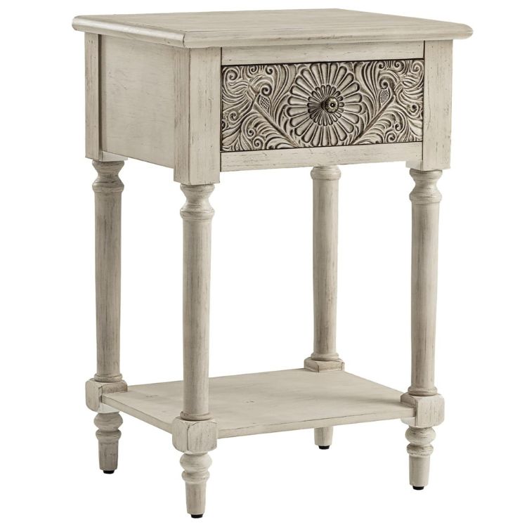 Set of 2 Vintage Nightstands with Storage Drawer & Open Display Shelf