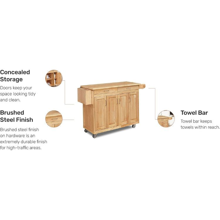Kitchen island on Wheels Cart with Storage and Drawers