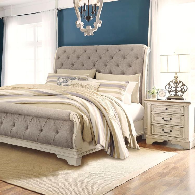 French Country Nightstand with 3 Drawers & USB ports