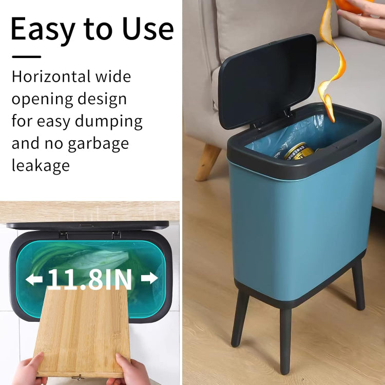 4-Gallon Plastic Garbage Trash Can Bin with Lid & Legs