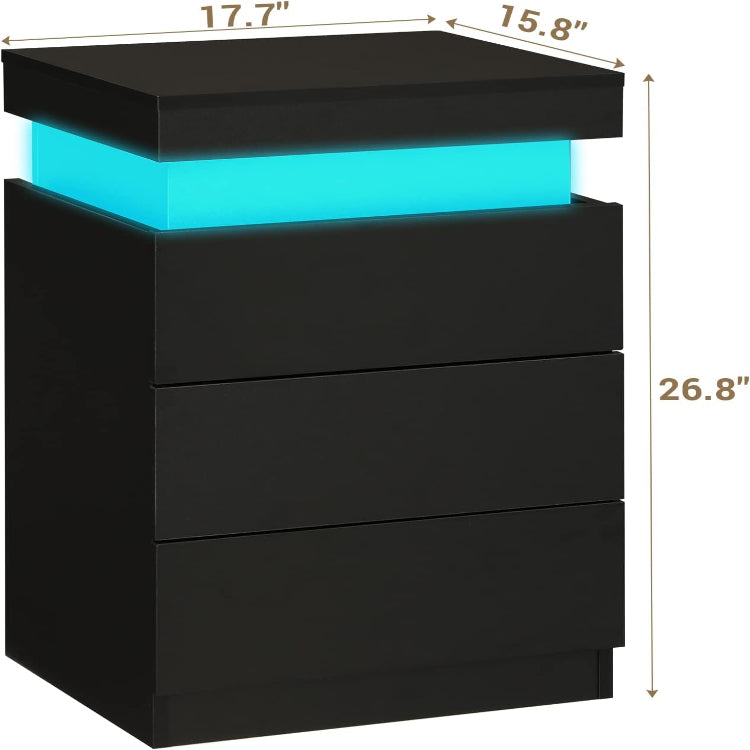 Modern Wooden Nightstand with USB Ports Sliding Top & 3 Drawers