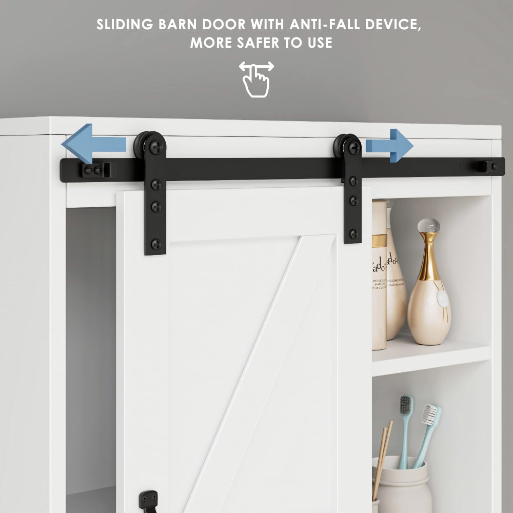 Bathroom Cabinet Wall Mounted - Farmhouse Barn Door Storage
