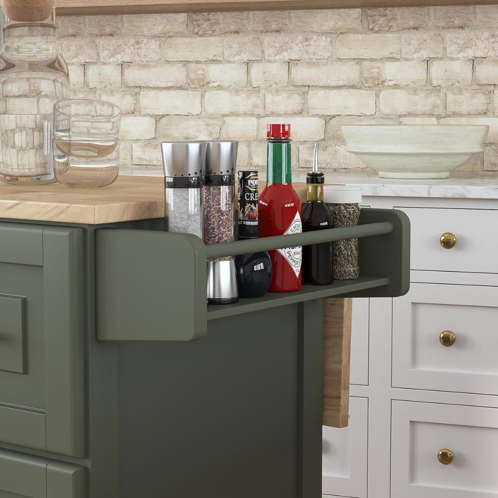 Kitchen Island Cart with Storage & Drop Leaf