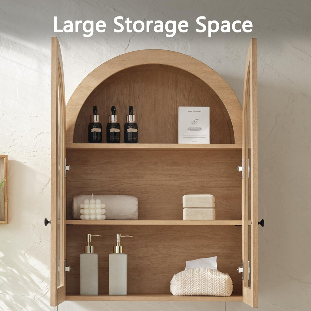 Over Toilet Storage Cabinet: Adjustable Shelves & Glass Door