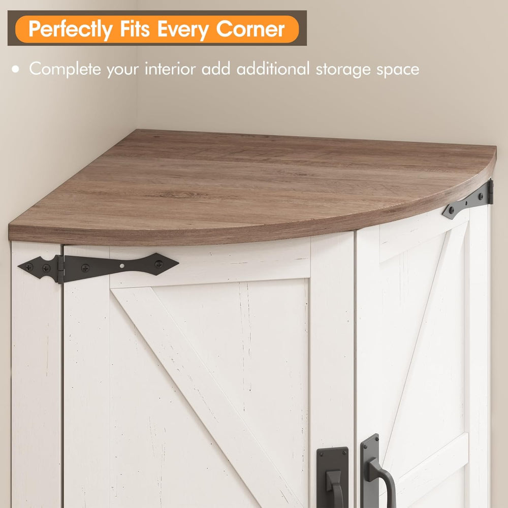 Corner Storage Cabinet with Barn Doors & Ample Storage