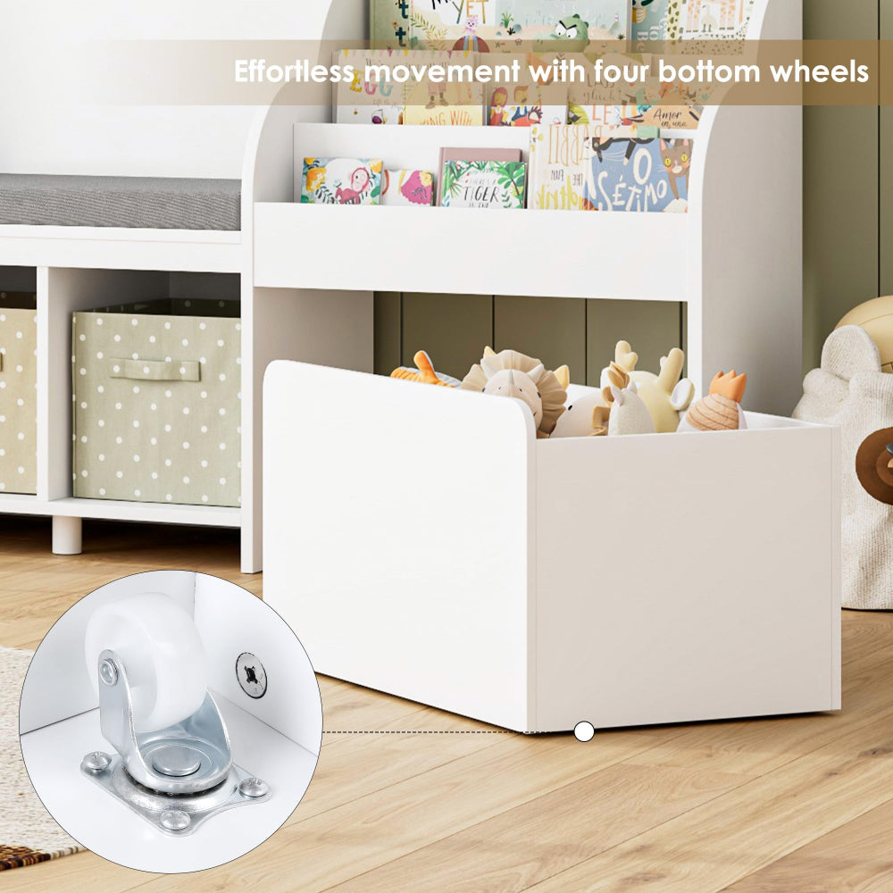Kids Reading Nook & Bookshelf with Storage Bench - White