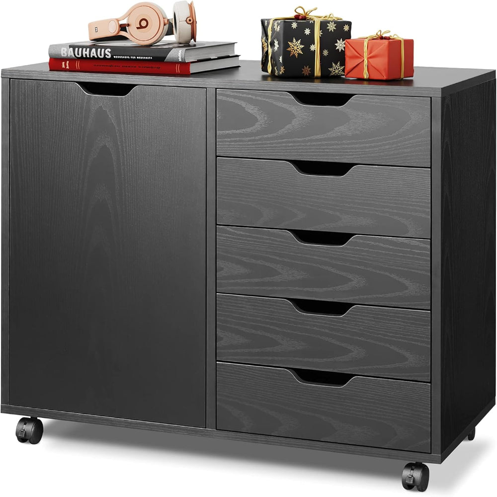 5-Drawer Wooden Printer Stand Storage Cabinet
