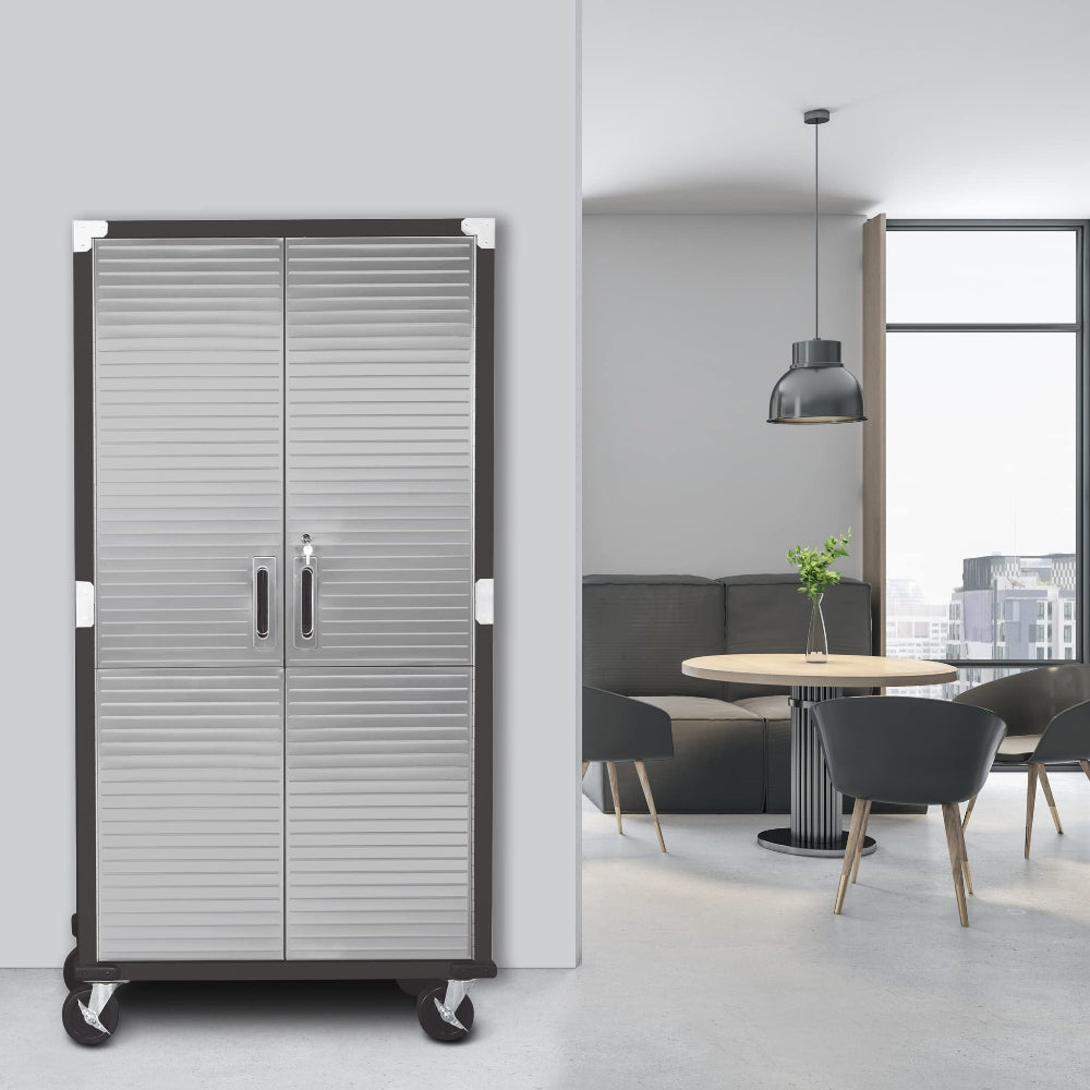 Steel Lockable Storage Cabinet - Adjustable Shelves, 36x18x72