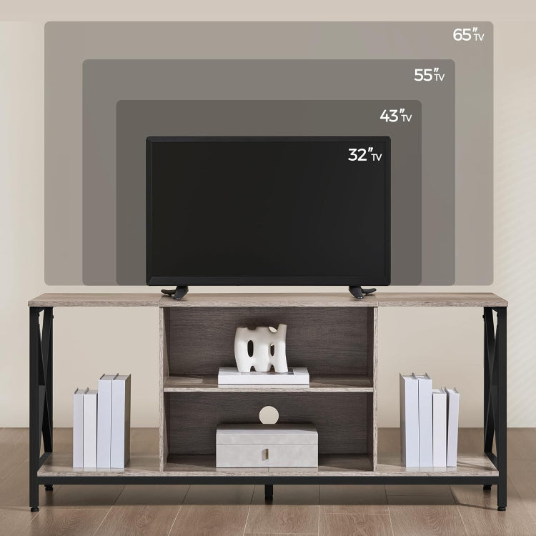 TV Stand Wooden Media Console with Shelves & Footpads