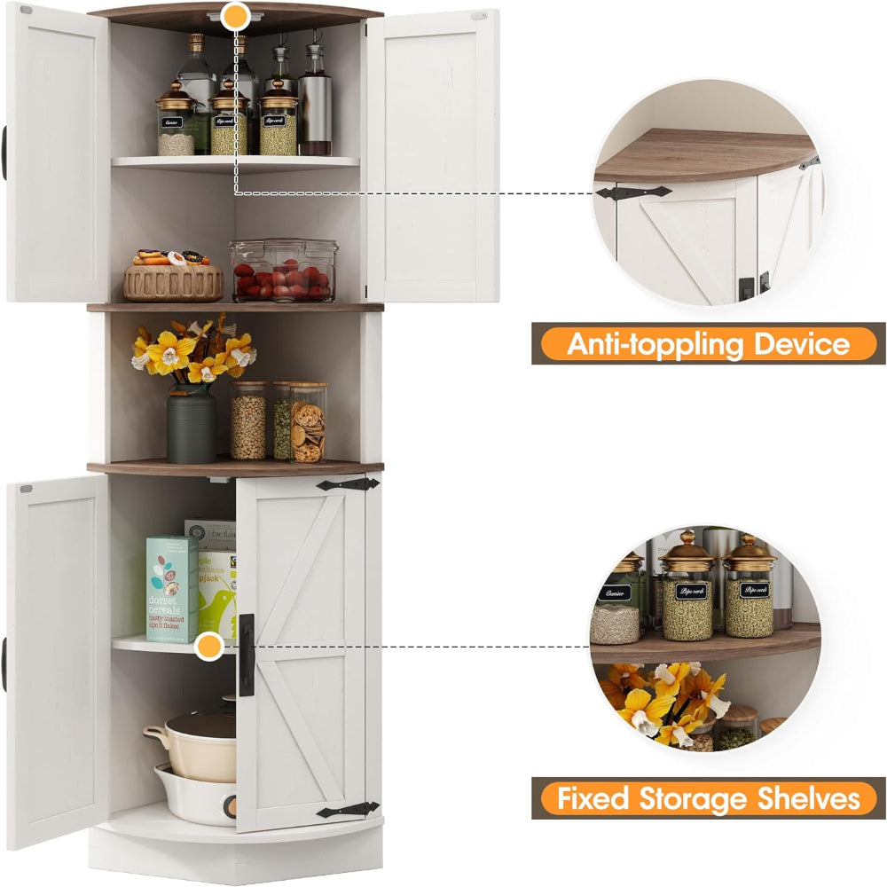 Corner Storage Cabinet with Barn Doors & Ample Storage
