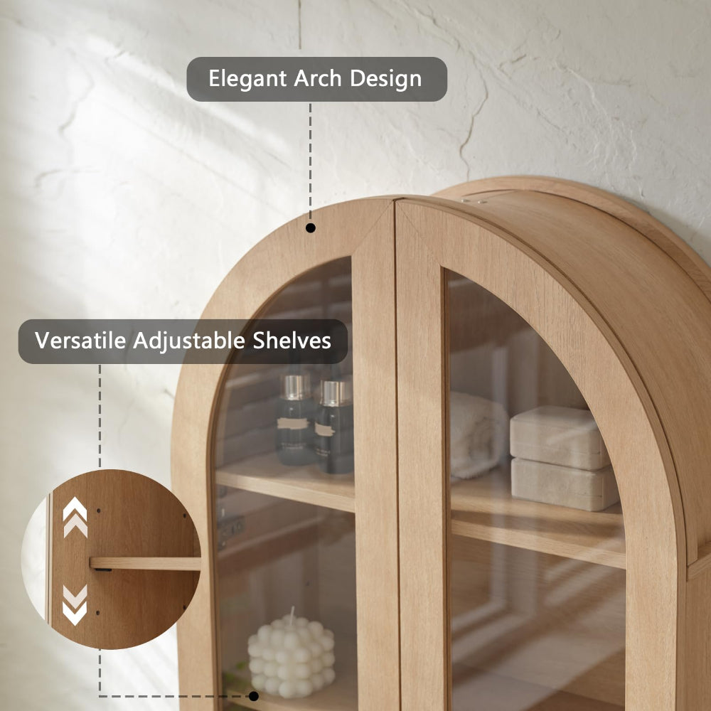 Over Toilet Storage Cabinet: Adjustable Shelves & Glass Door