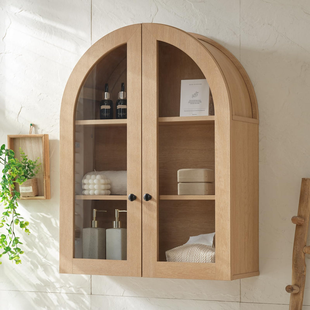 Over Toilet Storage Cabinet: Adjustable Shelves & Glass Door