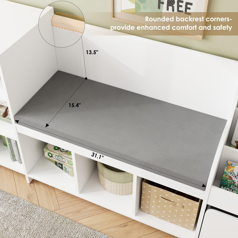 Kids Reading Nook & Bookshelf with Storage Bench - White
