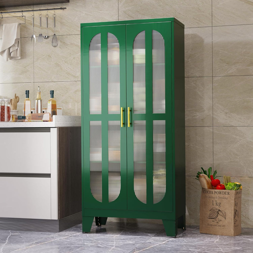 Kitchen Pantry Cabinet with 2 Cross Door Panels