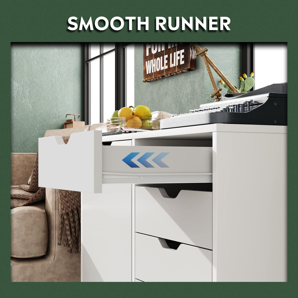 DEVAISE 5-Drawer Wood Dresser & Mobile Storage Cabinet