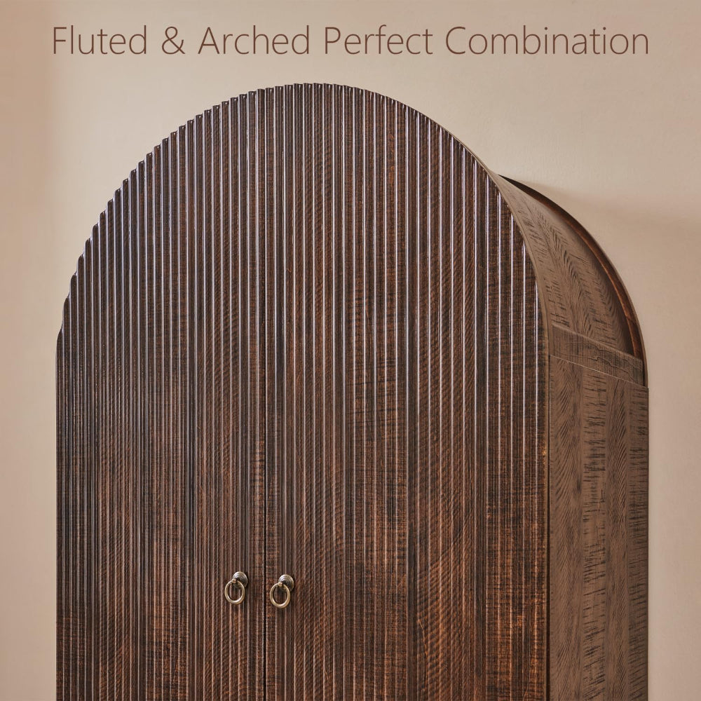 Arched Fluted Kitchen Pantry with 2 Storage Drawers