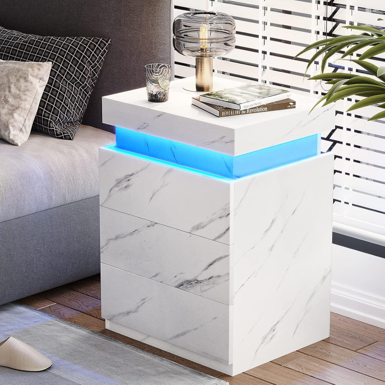 Modern Wooden Nightstand with USB Ports Sliding Top & 3 Drawers