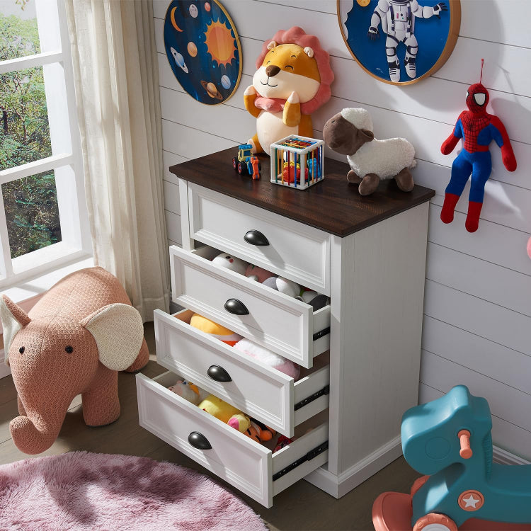 Farmhouse Wooden Dresser with 4 Drawers & USB Ports