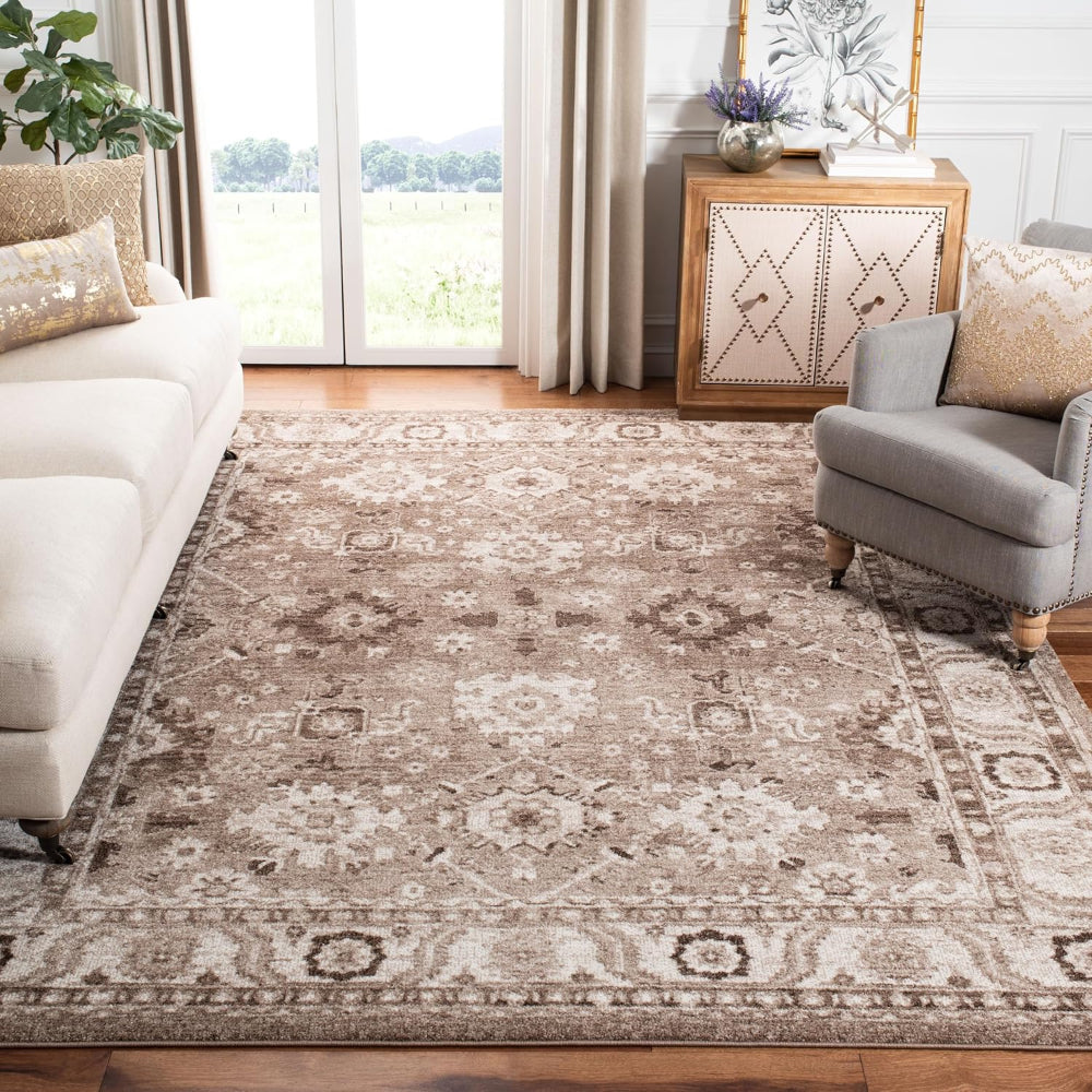 Non-Shedding Taupe Oriental Persian Traditional Design Area Rug