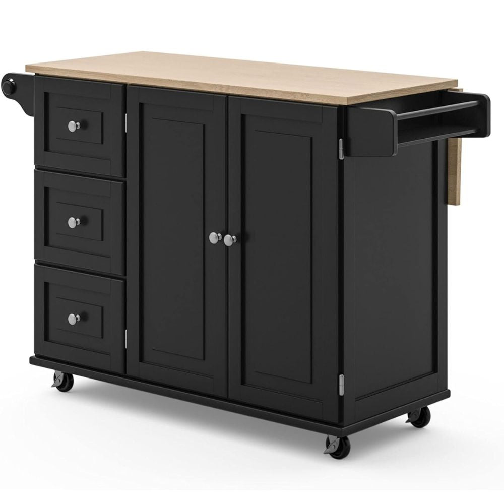 Kitchen Island Cart with Storage & Drop Leaf