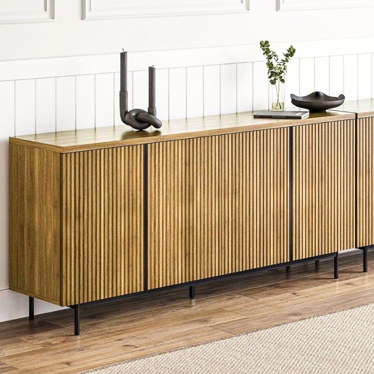 Sideboard Buffet Cabinet with Fluted Doors & Ample Storage