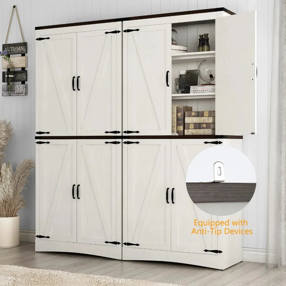 Tall Farmhouse Kitchen Pantry, 5-Layer Storage, Adjustable Shelves