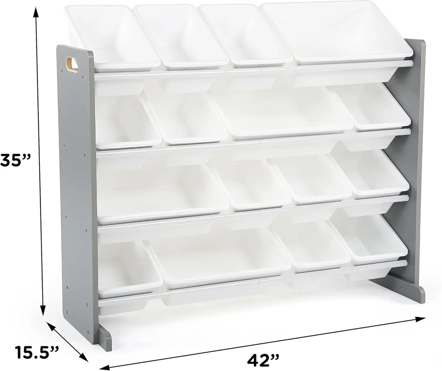 Supersized Wood Toy Organizer - Extra Large Grey/White