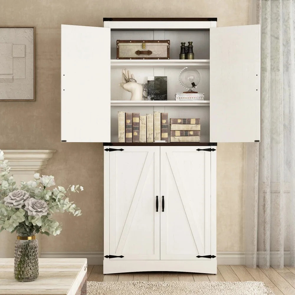 Tall Farmhouse Kitchen Pantry, 5-Layer Storage, Adjustable Shelves
