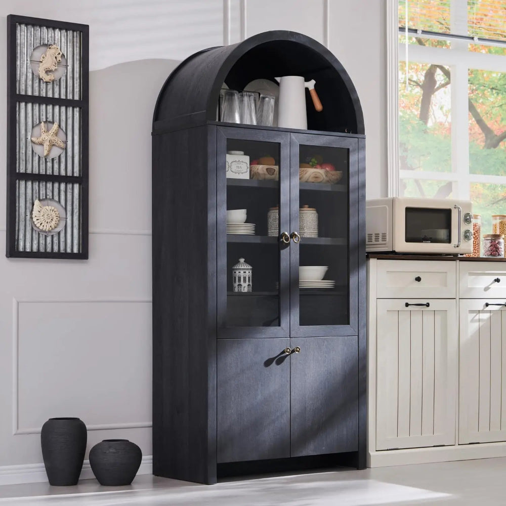 Modern Farmhouse Kitchen Cabinet - Stylish Arched Design