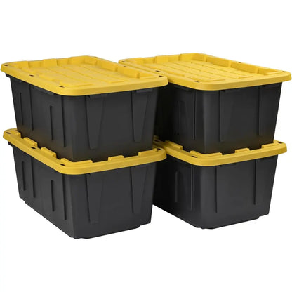 27-Gallon Stackable Storage Bin Container Tote with Snap-Tight Lid (4-Pack)