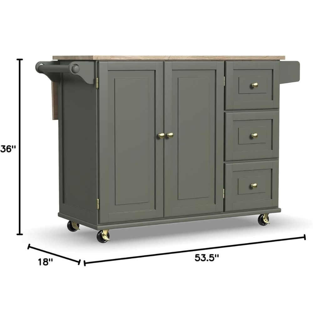 Kitchen Island Cart with Storage & Drop Leaf