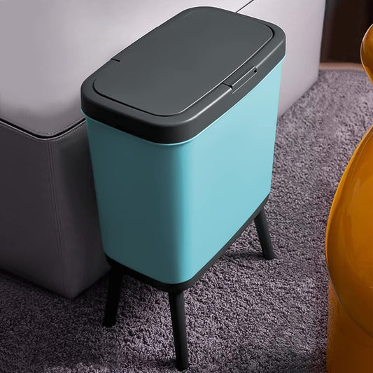 4-Gallon Plastic Garbage Trash Can Bin with Lid & Legs