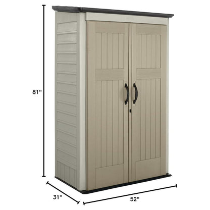 Resin Vertical Outdoor Storage Shed with Two Lockable Doors