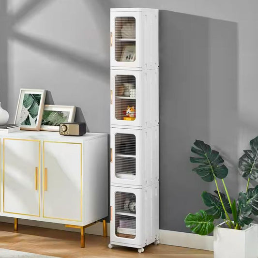 Narrow Storage Cabinet with Wheels & 4-Tier Adjustable Shelves