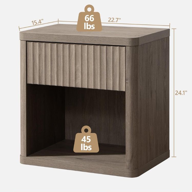 Set of 2 Wooden Nightstands with Ample Storage Space & Sleek Curve Profile
