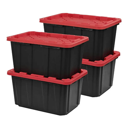 27-Gallon Stackable Storage Bin Container Tote with Snap-Tight Lid (4-Pack)