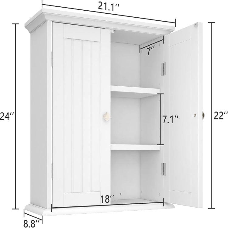 Over The Toilet Storage Cabinet with 2 Door and Adjustable Shelves