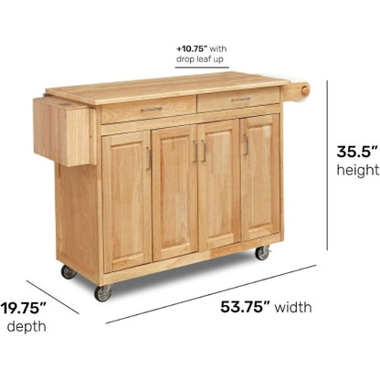 Kitchen island on Wheels Cart with Storage and Drawers