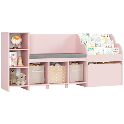 Kids Reading Nook with Seat Cushion Bench & Storage Box