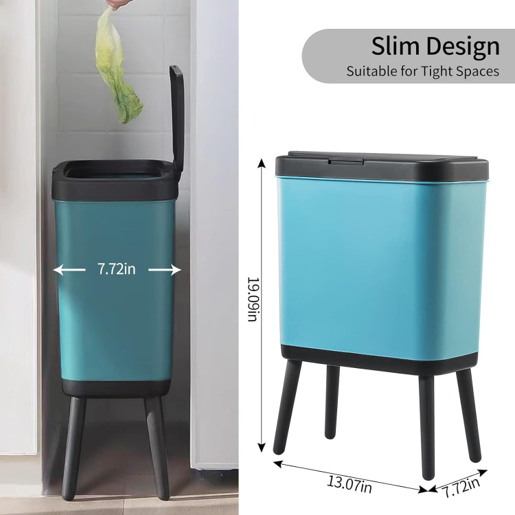 4-Gallon Plastic Garbage Trash Can Bin with Lid & Legs