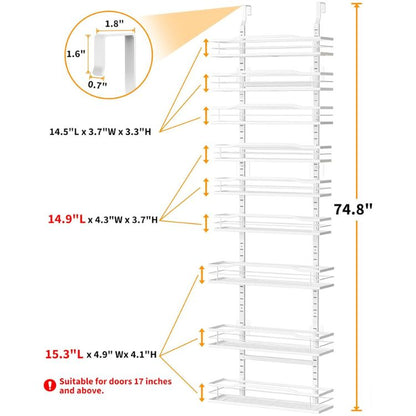 Over Door Spice Rack 9-Tier Pantry Storage Organizer