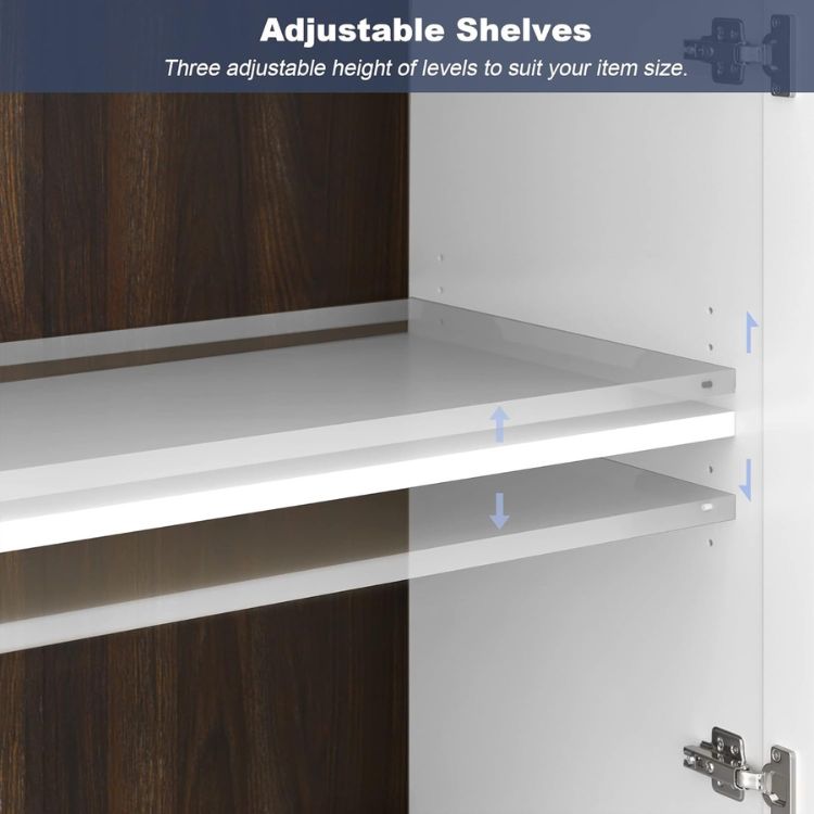 Sideboard Buffet Cabinet with Adjustable Shelves & Glass Display