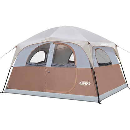 6-Person Camping Tent with 1 Mesh Door & 5 Large Mesh Windows