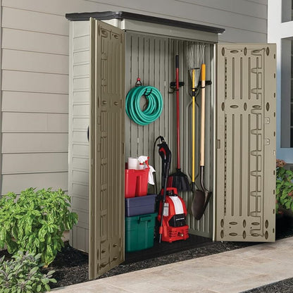 Resin Vertical Outdoor Storage Shed with Two Lockable Doors