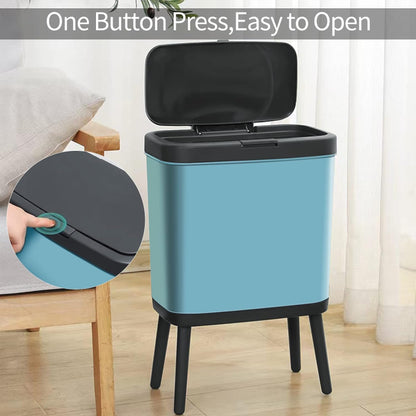 4-Gallon Plastic Garbage Trash Can Bin with Lid & Legs