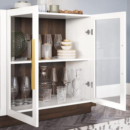 Sideboard Buffet Cabinet with Adjustable Shelves & Glass Display
