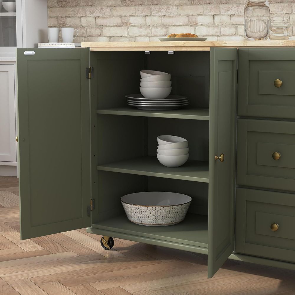 Kitchen Island Cart with Storage & Drop Leaf