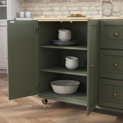 Kitchen Island Cart with Storage & Drop Leaf